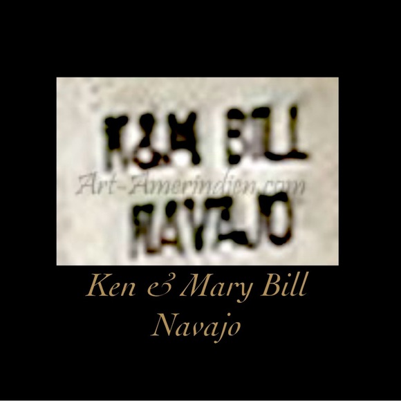 Signed - Ken & Mary Bill Navajo Vntg Sterling Silver Gold Wash Watch Cuff - Picture 11 of 12